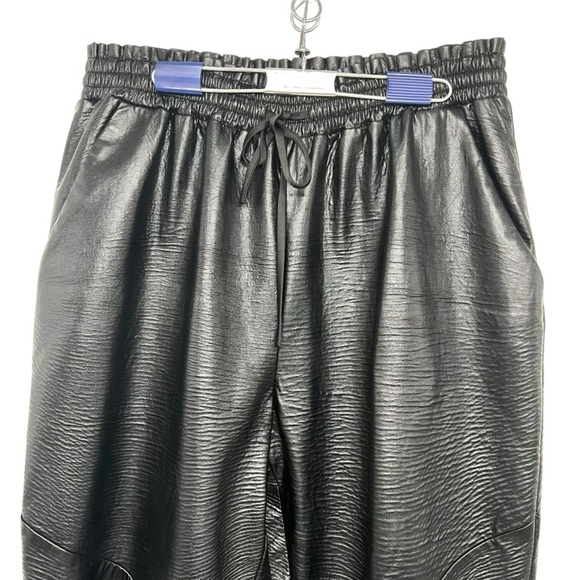 Ramy Brooke New York Samson Black Faux Leather High Rise Jogger Pants Womens Med - Picture 6 of 14